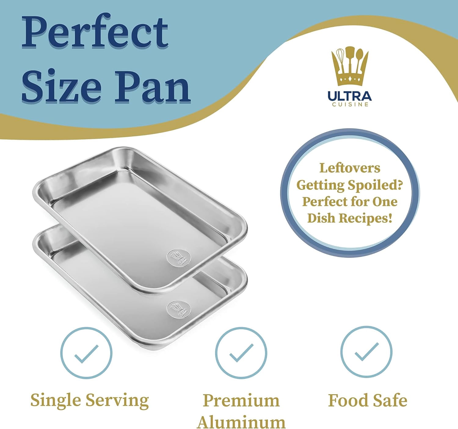 Professional Aluminum Eighth Sheet Pan - 1/8 Small, 6.97x10.16-inch Baking Sheet Set, 2-Pack