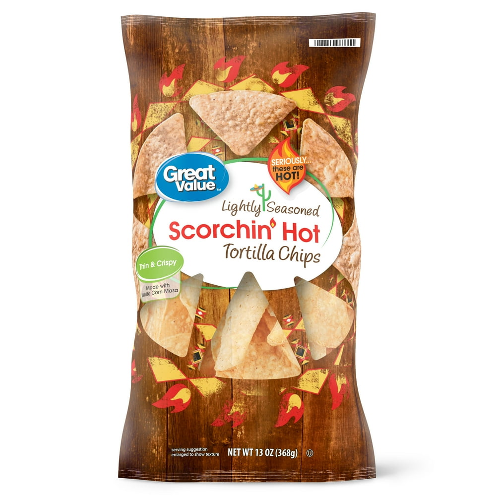 Great Value Lightly Seasoned Scorchin' Hot Tortilla Chips, 13 oz