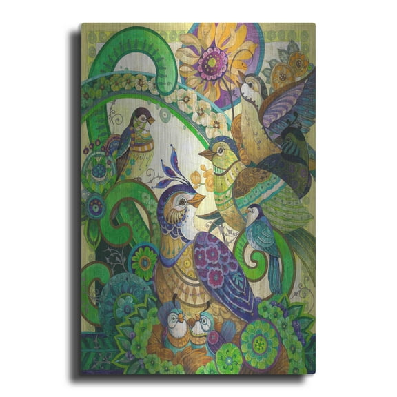 Luxe Metal Art 'Chirp' by David Galchutt, Metal Wall Art, 24"x36"