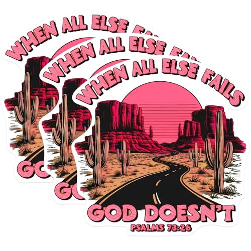 (3 Pack) When All Else Fails Decals - Christian Decal - Desert Landscape Decal - 3 Inches On Longest Side - Easy Peel & Apply - Made in USA - 3MCS0934
