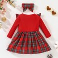 thumbnail image 4 of Fgnfyis Toddler Girl Dresses Christmas Plaid Print Bow Ribbed Long Sleeve Holiday Party Outfit Headband Set Girl Dresses 6-9 Months, 4 of 8