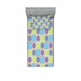 thumbnail image 2 of Ambesonne Abstract Fitted Sheet & Pillow Sham Set, Lemon Pattern Citrus, Queen, Pale Green and Violet, 2 of 3