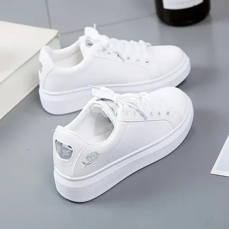 

NAYUKA 2024 New U Leather Women‘s White Casual Woman Vulcanize Sneakers Breathable Sport Walking Running Platform Flats Shoes