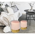 thumbnail image 2 of Jessar - Pouf / Repose-Pieds, Rond, de la Collection Lounge, Ensemble de 2, Velours Rose, 2 of 2