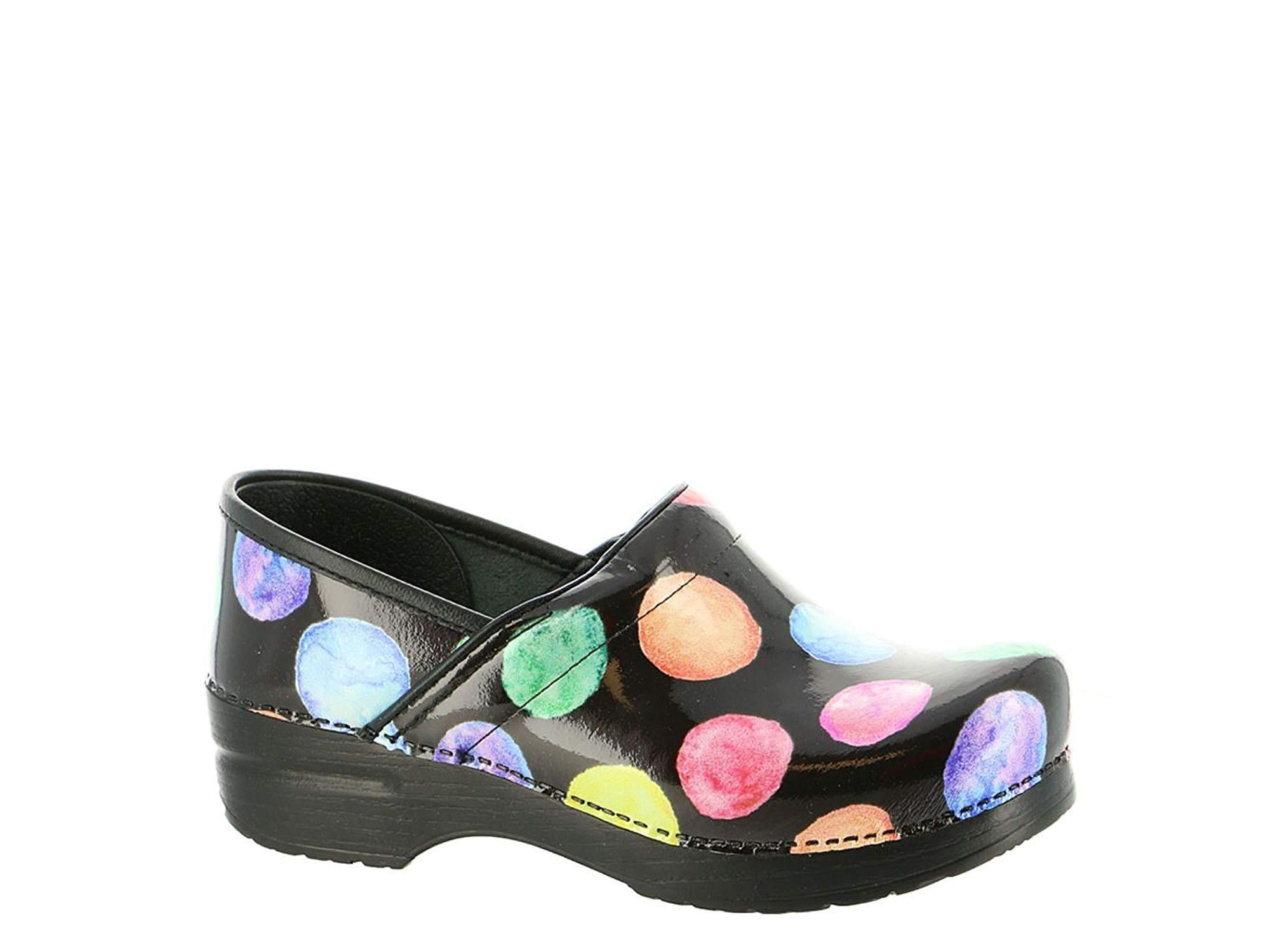 dansko polka dot clogs