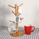 thumbnail image 4 of Soporte de almacenamiento de madera con 6 ganchos para la creatividad en la cocina Estante para tazas de café en forma de árbol, 4 of 8