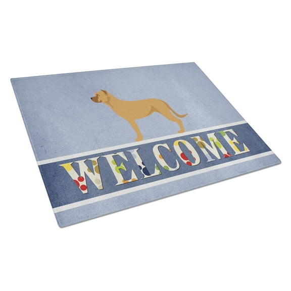 Alano Espanol Spanish Bulldog Glass Cutting Board Large Blue