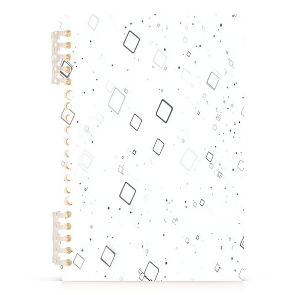 Grey Square Pattern A5 8.3x5.7in PP Notebook, Adjustable Rings, 60 Sheets, Diary or Journey Note