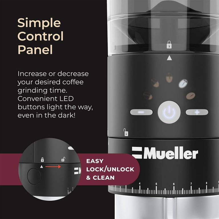 Mueller Ultra-Grind Conical Burr Grinder Professional Series, Innovative  Detachable PowderBlock Grinding Chamber for Easy Cleaning and 40mm Hardened  Gears for Long Life 