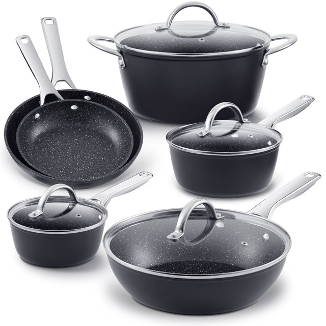 HITECLIFE Nonstick Induction Cookware Set, Dishwasher Safe, Pots and Pans Set for All Stoves, 10