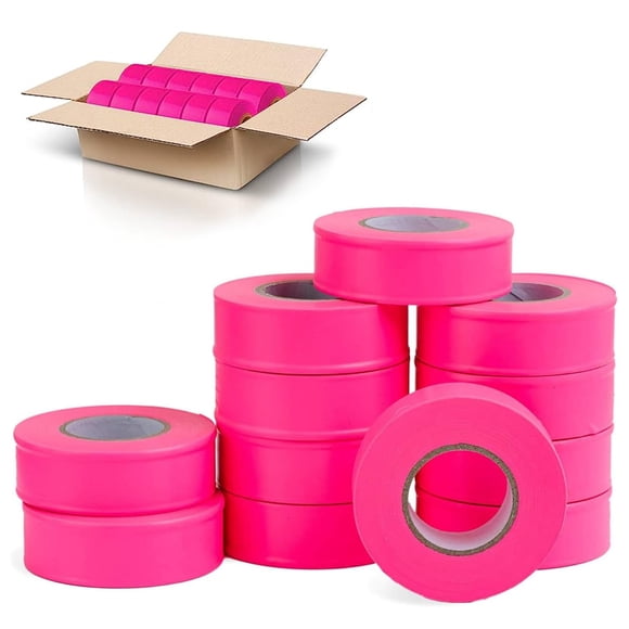 AdirPro Lot de 12 Rubans Fluorescents - Ruban de Marquage Néon Polyvalent - Excellent Étiquetage Visuel pour Maison et Lieu de Travail (Rose Fluorescent, 150 Pieds)