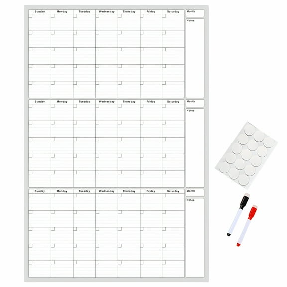 CCOCC Dry Erase Calendar for Wall - Undated 3 Month Wall Calendar,48" x 32",Erasable & Reusable Wall Calendar,Dry Erase Calendar for Home,Office and School
