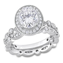 Everly Women's Created Moissanite 10k White Gold Bridal Set