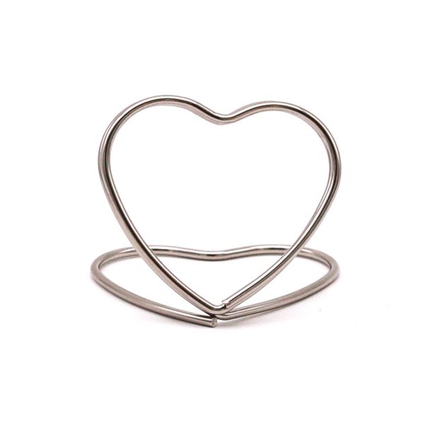 50pcs Double Layer Heart Shape Placecard Holder Stand Wedding Banquet Double Heart Ring Message Holder Metal Memo Holder Table qym unisex