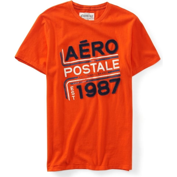Aeropostale Hombre Aero 1987 Original Brretro Embellecido Camiseta 845 2XL Aeropostale Camiseta adornada