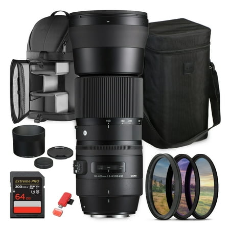 Sigma 150-600mm f/5-6.3 DG OS HSM Contemporary Lens for Canon EF (MFR Part # 745-101) Ideal for Professional Portraits Weddings Indoor/Outdoor Adventure, Travel & Photography use + Accessories