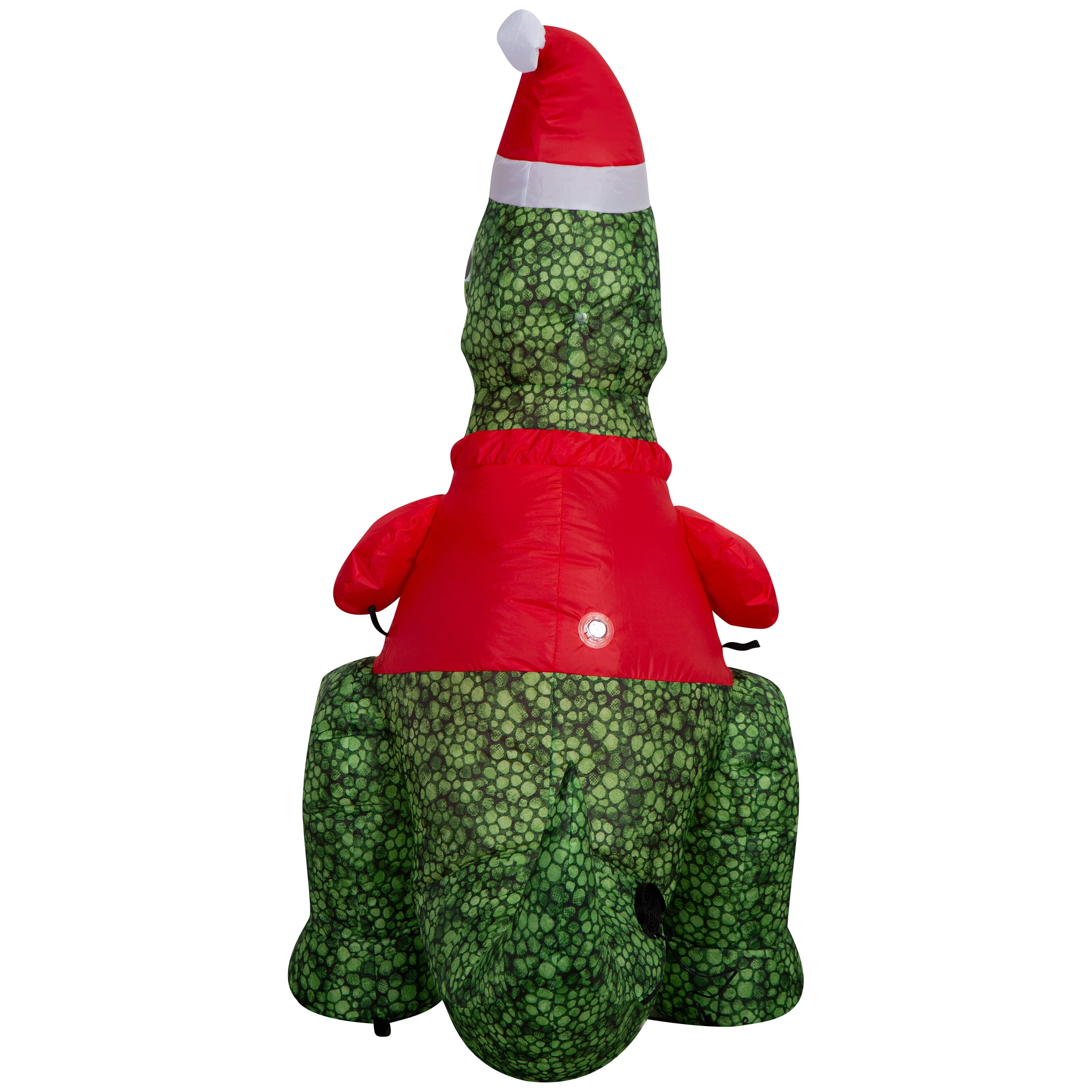 Red/Green/White T-rex Christmas Airblown Yard Inflatable, 4', by Holiday Time