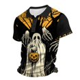 thumbnail image 2 of IAJDKMEK Halloween Men's Short Sleeve Polo Shirt - Collared Knit Shirt Breathable Summer Shirt for Holiday Wear, Daily, Golf Shirt & Costume,Yellow S, 2 of 7