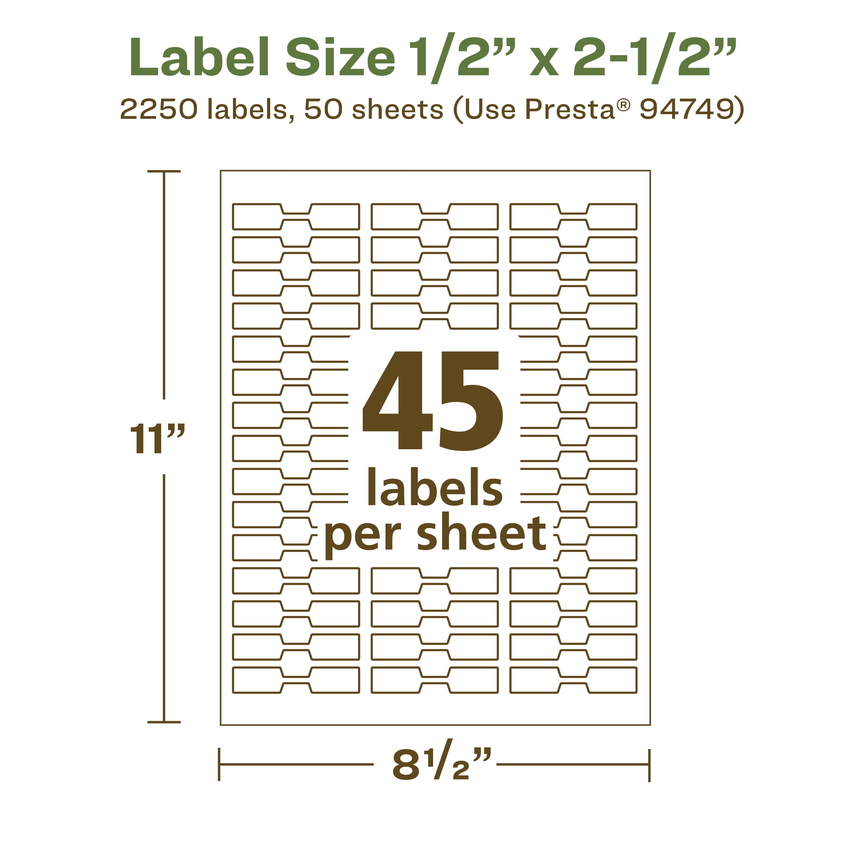 Avery EcoFriendly Barbell Labels, 1/2" x 2-1/2", 2,250ct