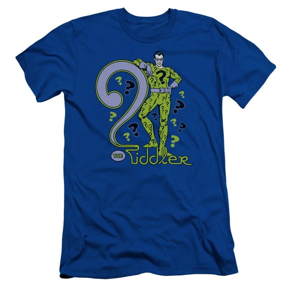 DC Comics The Riddler S/S Adult 30/1 T-Shirt Royal Blue