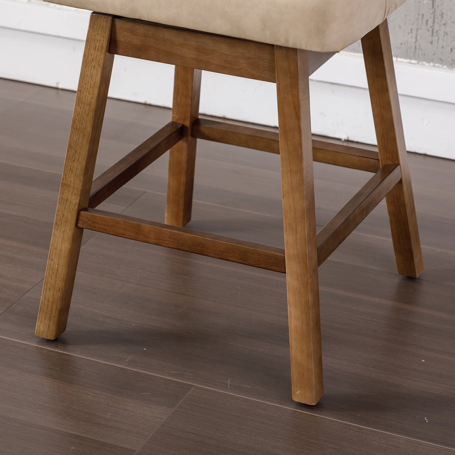 Demi Bonn 39" Counter Height Bar Stools Set of 2, PU Leather Upholstered Swivel Barstools with Backrest, Kitchen Island Countertop Chairs for Dining Room, Beige