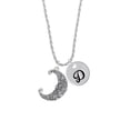 thumbnail image 2 of Delight Jewelry Silvertone Large Swirl Man in Moon Silvertone Script Initial Disc - D - Charm Necklace, 20"+3", 2 of 4
