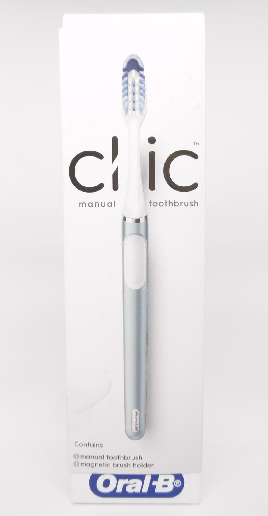 OralB Clic Manual Toothbrush with Brush Holder Aqua