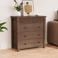 thumbnail image 5 of 3 Drawer Dresser, Modern Fluted Nightstand, Wooden Chest of Drawers, Storage End Table Organizer for Bedroom, Living Room, Hallway, Walnut, 5 of 9