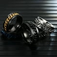 thumbnail image 3 of Opvise Men Ring Simple High Polished Fashion Jewelry Rotating Chain Inlaid Finger Ring for Party, 3 of 8