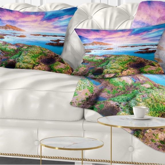 Designart Sunset from the Giallonardo Beach - Landscape Printed Throw Pillow - 12x20