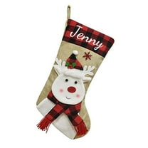 UYUH Personalized Christmas Stockings with Name | 18 Inch Deer Gnome Santa Snowman Design, Burlap Plaid Xmas Stocking for Holiday Decor, Family Kids Gift Stocking