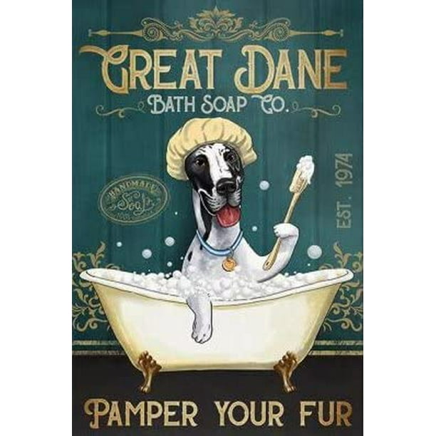 Great Dane Dog Retro Sign Poster , Bath Soap Art Poster,Bedroom Poster