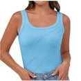 thumbnail image 2 of Ribbed Tank Tops For Women Sevevn Women's Summer Casual Sleeveless Solid Tank U-Neck Ribbed T-Shirt, 2 of 8