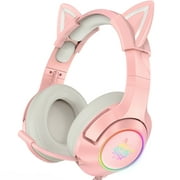 Pink Cat Ear Headset Wired Stereo Gaming Headphones with Mic & LED Light for Laptop/ PS4/Xbox One Controller