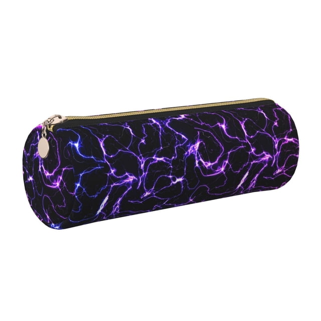 Disketp Galaxy Lightning Estuche Organizador de Lápices de Cuero, Estuche de Oficina con Cremallera para Bolígrafo y Lápiz