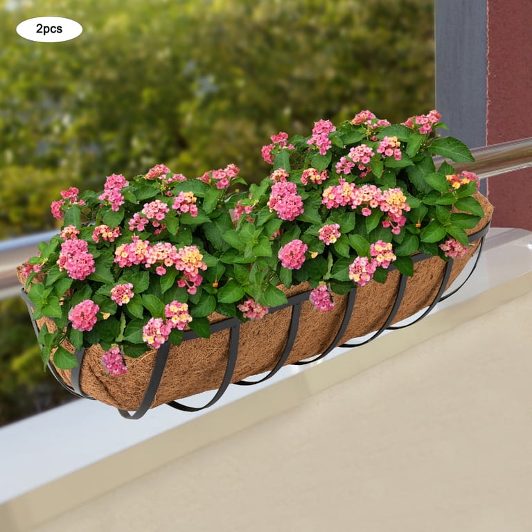 Apollo Railing Planters Hanging Planter Apollo ADJ24TERRA Adjustable Deck Railing Planter, 24 ...