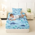 thumbnail image 4 of Erosebridal Kids Boys Dinosaur Twin Sheet Sets, Blue Dino Animal Bedding, 1 Flat Sheet, 1 Fitted Sheet and 1 Pillowcase, 4 of 5