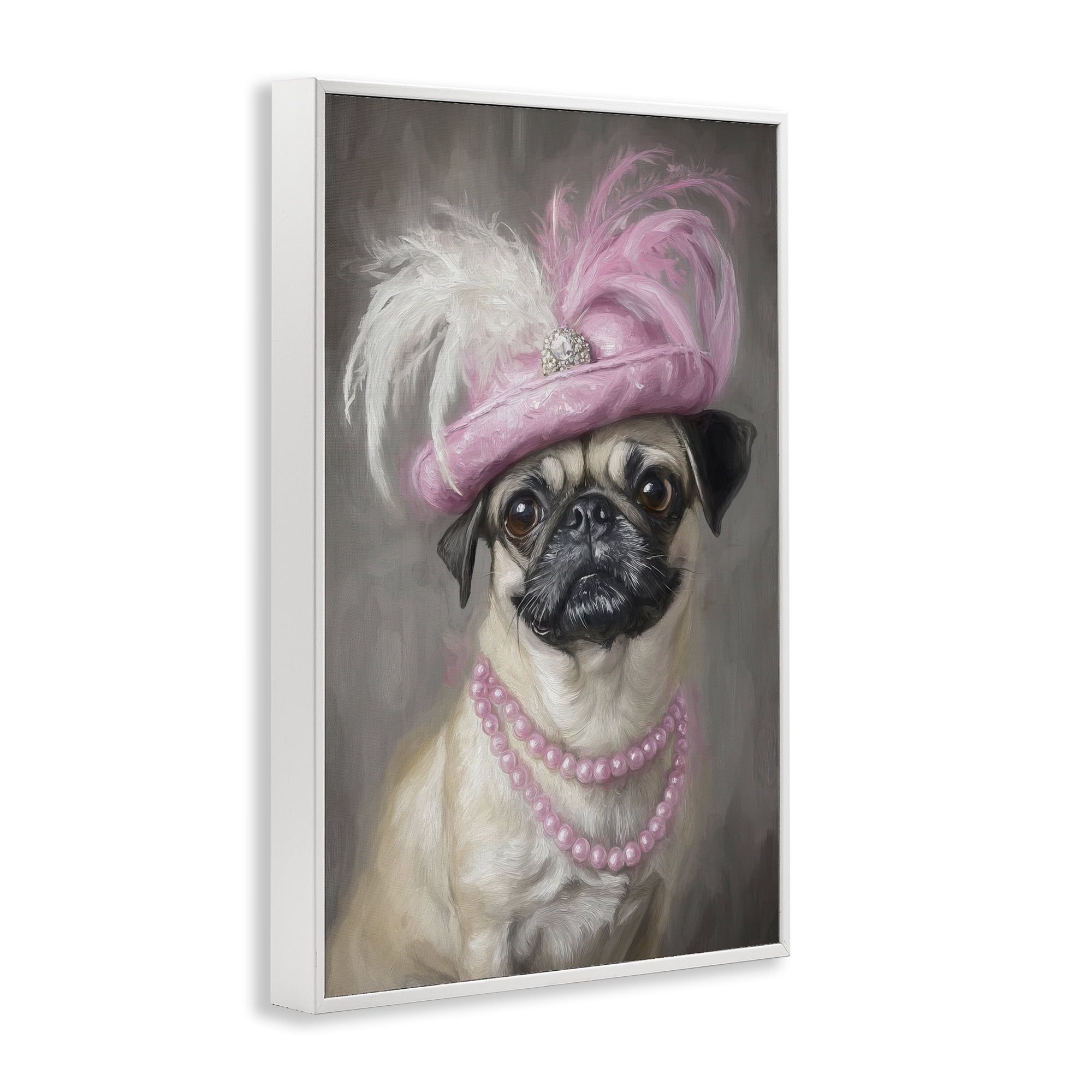 Stupell Industries Lady Pug Portrait White Framed Giclee Art, design by Tina LeCour