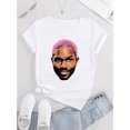 thumbnail image 2 of Camiseta De Mujer Verano Activewear Camiseta Básica Para Senderismo Deportes VacacionesWomen's Fashion Geometric Print T-Shirt, Casual Round Neck Short Sleeve, Comfortable Summer Top, Knitted Polyes, 2 of 6