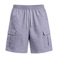 thumbnail image 6 of Delconic Men Lightweight Breathable Knit Cargo Casual Shorts Adjustable Drawstring Stretch Waist Solid Color Relax Fit Bottoms For Running Fishing Weekend Sports Beach Outfit Light Purple 2XL, 6 of 7