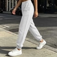 thumbnail image 6 of AherBiu Jogging Pants for Women Cinch Bottom Sweatpants Baggy Loose Fitted Elastic Waisted Casual Sweat Pants with Pockets(X-Large,White), 6 of 8