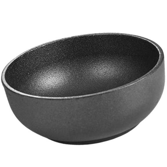 WEAVILUX Cast Iron Round Black Bowl for Kitchen Rack, Cooking Pot, Heat Retention, Multi-Purpose Cookware