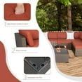 thumbnail image 6 of Kinbor 7pcs Outdoor Patio Furniture Sectional Pe Rattan Wicker Rattan Sofa Set with Wine Red Cushions, 6 of 9