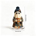thumbnail image 2 of JVBTVB Acrylic Ghost Ornament Halloween Tabletop Decor Cute Blue Floral Ghost Figurine with Pumpkin Bucket for Mantel Shelf Fall Home Party Display, 2 of 6