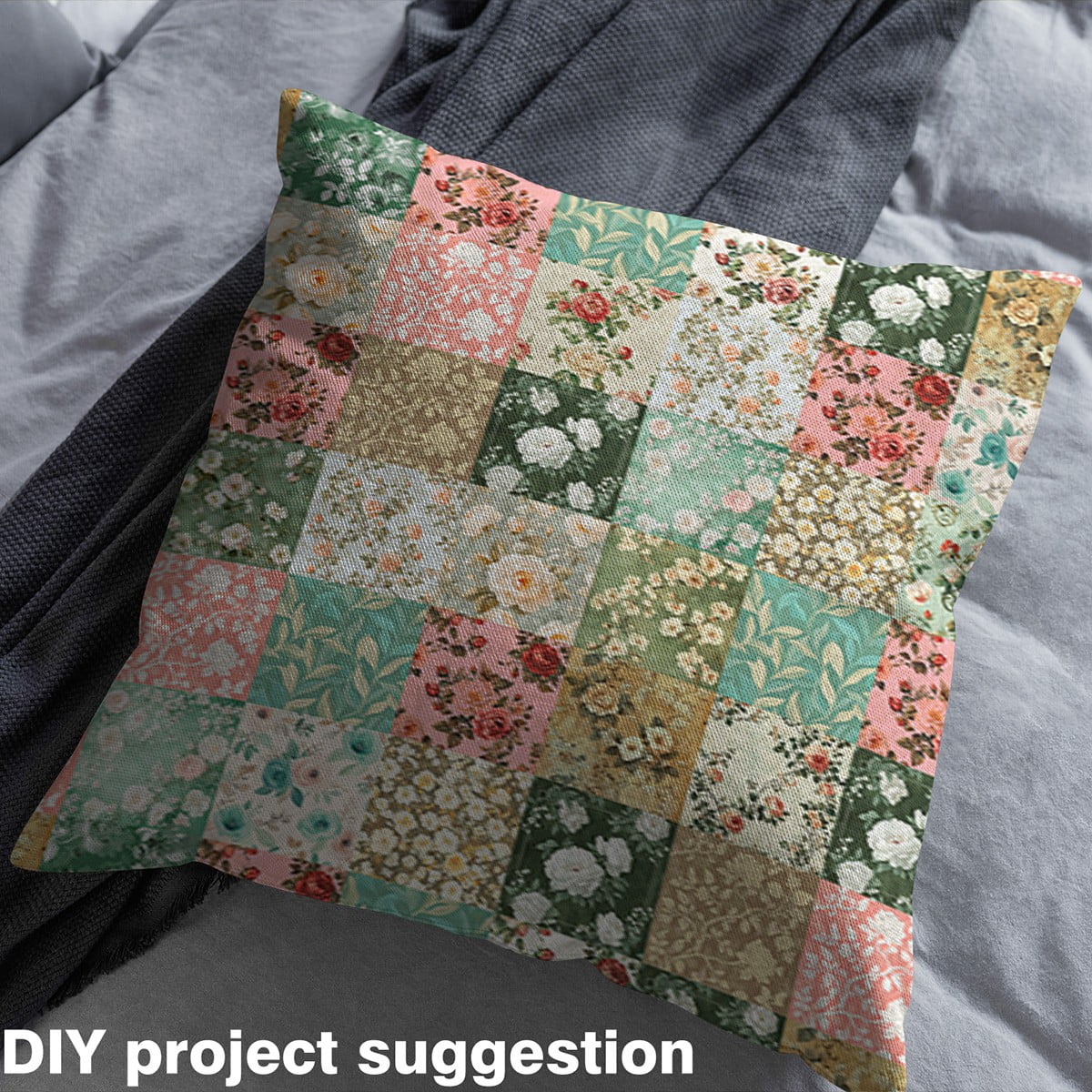 Feelyou Garden Flower Floral Fabric by the Yard 1 Yard, Retro Patchwork Room Decor Fabric by the Yard, Adult Teens Kids Fabric for Sewing, Luxury Bedroom Decor