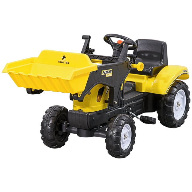 Yellow Ride-On Tractor with Front Loader Digger – Pedal Construction Car for Ages 3-6 – Indoor/Outdoor Play – Durable Metal & Plastic Frame – 44.9" L
