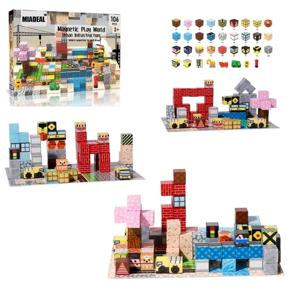 MIADEAL Magnetic Craft Building Blocks Set, Construction Building Edition