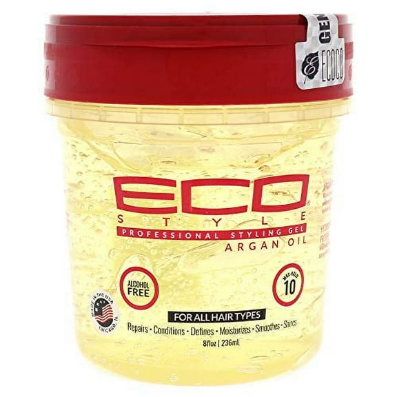 Ecoco Eco Style Gel - Argan Oil - 100% Pure Olive Oil - Promotes Healthy Hair - Nourishes And Repairs Hair - Long-Lasting Shine - 10/10 Maximum Hold - Tames Frizzy Hair - For All Hair Types - 8 Oz