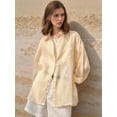thumbnail image 4 of Womens Button Down Shirts Long Sleeve Ramie Gauze Tops Casual Collared Blouses Loose Fit  L, 4 of 8