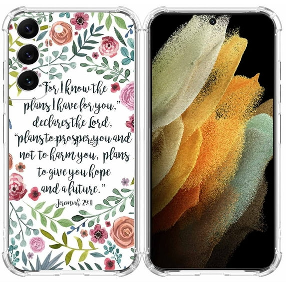 Jeremiah 29:11 Bible Verse Case for Samsung Galaxy S22 ,Aesthetic Art Design Pattern TPU Shock Proof Cover Case
